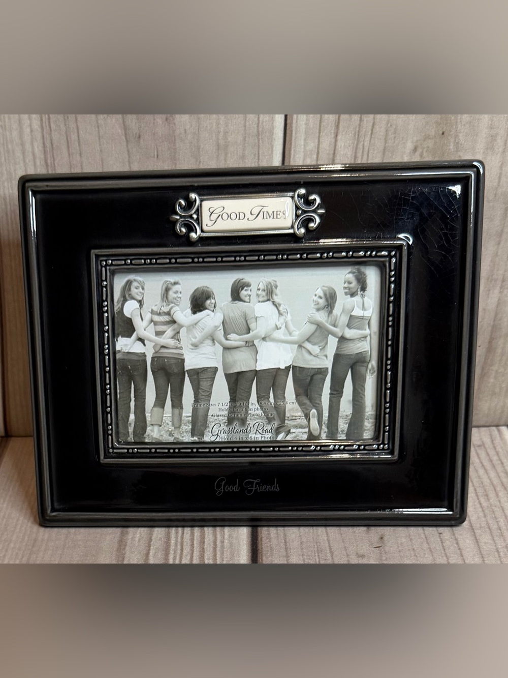 Grasslands Road Good Friends Good Times Black Ceramic Picture Frame 4x6